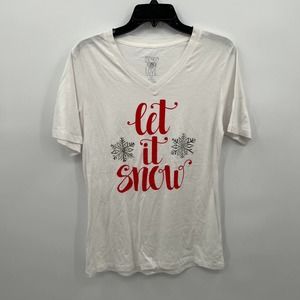 Cozy Rozy Love Women's White "Let it Snow" T-Shirt Size Large